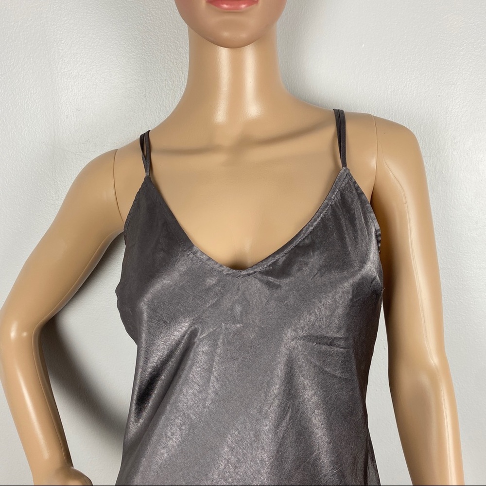 TOPSHOP GRAY METALLIC MAXI SLIP DRESS - Picture 3 of 9